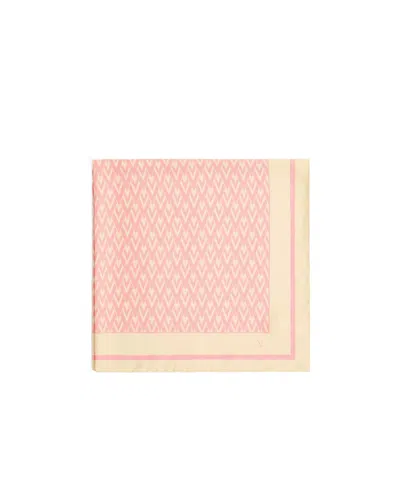 Valentino Toute La V Silk Scarf In Pink