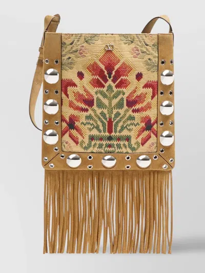 Valentino Garavani Fringed Studs Floral Eyelet Shoulder Bag