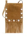 Valentino Nellcote Fringe Studded Suede Crossbody Bag In Brown