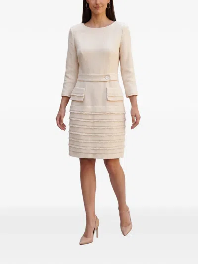 Pre-owned Valentino Fringed Tiered Mini Dress In White