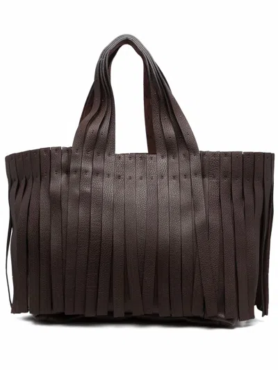 Valentino Garavani Fringed Tote Bag In Braun