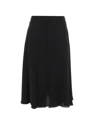 Valentino Front-slit Midi Skirt In Black