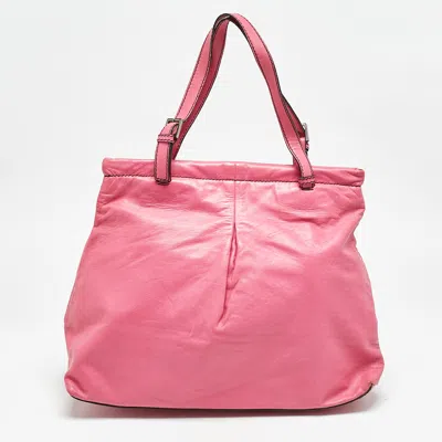 Pre-owned Valentino Garavani Fuchsia Leather Frame Tote