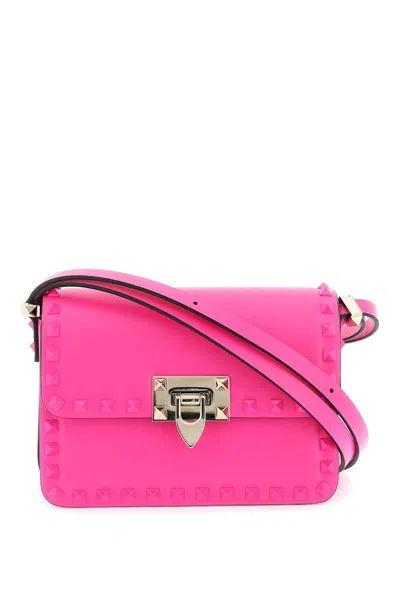 Valentino Garavani Fuchsia Rockstud23 Small Shoulder Handbag In Smooth Calfskin For Women In Pink