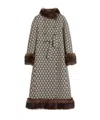 Valentino Wool Faux-fur-trim Coat In Black/cream