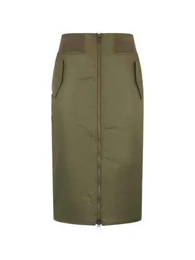 Valentino Full-zip Midi Skirt In Green