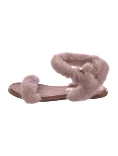 Pre-owned Valentino Garavani Fur Sandals In Pink