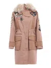 Valentino Embroidered Concealed Zip-front Jacket In Brown