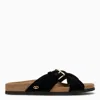 Valentino Fussfriend Velvet Slide Sandal 30mm In Black