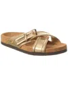 Valentino Garavani Fussfriend Slide Sandal In Metallic Grainy Calfskin 30mm Woman Gold 42 In Gold