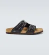 Valentino Black Fussfriend Calfskin Slides In Schwarz