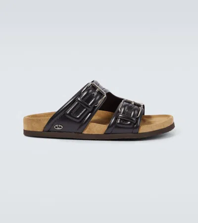 Valentino Garavani Black Fussfriend Calfskin Slides