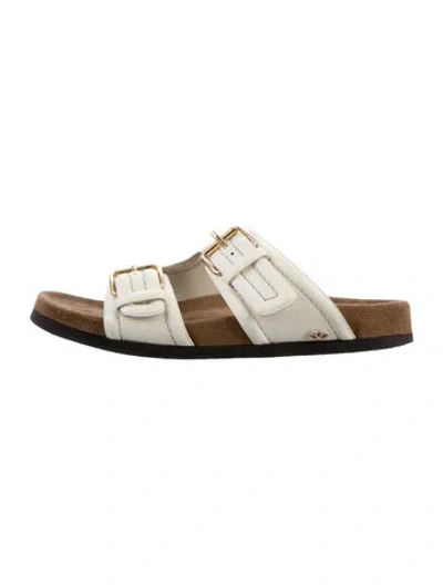 Pre-owned Valentino Garavani Fussfriend Leather Slides In Neutrals