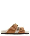Valentino Women's Double Buckle Fleece Lined Sandals In Brown