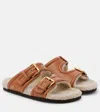 Valentino Women's Double Buckle Fleece Lined Sandals In Braun