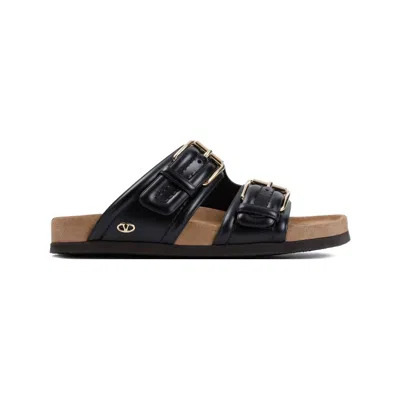 Valentino Garavani Fussfriend Slide Black Calf Leather Sandals