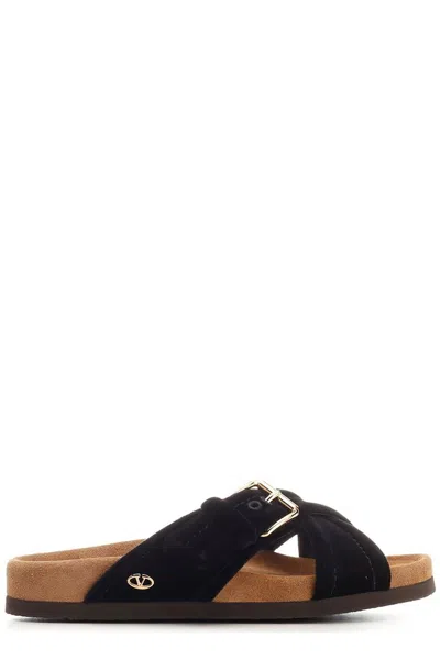Valentino Garavani Women's Slide Fussfriend Velvet Sandals 30mm In Black