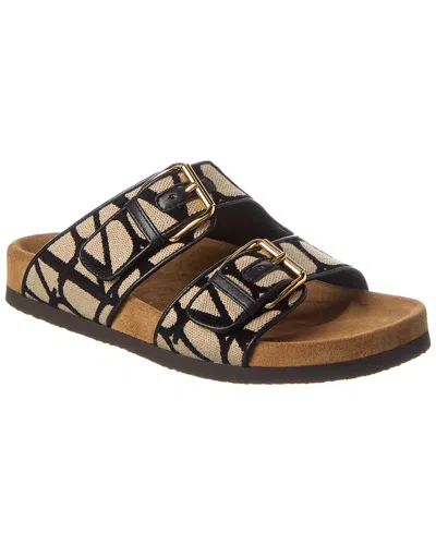 Valentino Garavani Toile Iconographe Jacquard Slides In Black