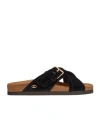 Valentino Fussfriend Velvet Slide Sandal 30mm In Black