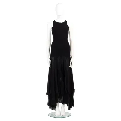 Pre-owned Valentino F/w 1995 Black Cashmere & Silk Chiffon Dress