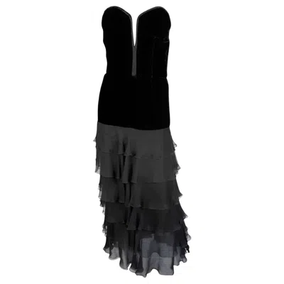Pre-owned Valentino Fw 1995  Velvet And Silk Evening Dress In Black