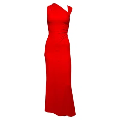Pre-owned Valentino F/w 2006 Red Silk Jersey Asymmetric Gown