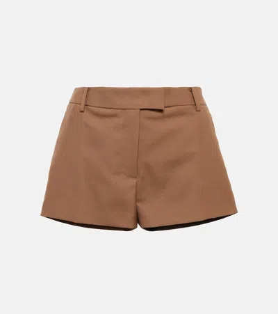 Valentino Gabardine Mid-rise Shorts In Brown