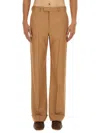 Valentino Tailored Gabardine Pants With Sharp Lapels In Neutral