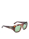 Valentino Sunglasses With Tortoiseshell Frame And Green Lenses