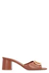 Valentino Vlogo Signature 60mm Patent Sandals In Leather Brown