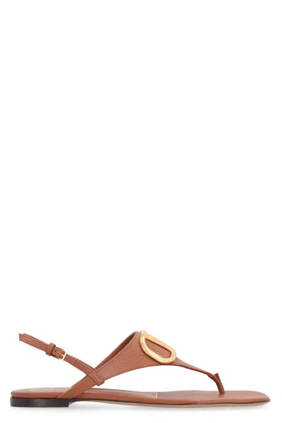 Valentino Garavani - Leather Thong-sandals In Brown