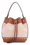 Valentino Garavani Women Rockstud Canvas Bucket Bag In Brown