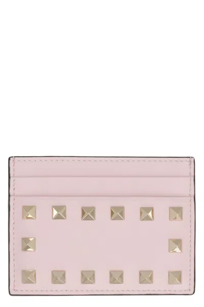 Valentino Garavani - Rockstud Leather Card Holder In Pink