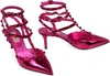 Valentino Rockstud Patent Leather Slingback Pumps In Fuchsia