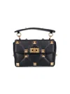 Valentino Roman Stud Medium Quilted Chain Shoulder Bag In Black