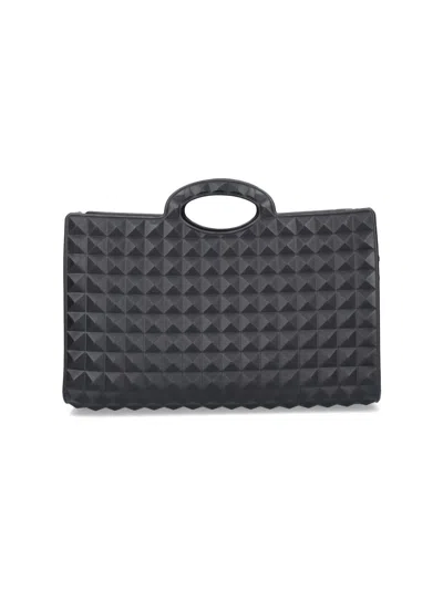 VALENTINO GARAVANI BLACK RUBBER LE TROISIÃ¨ME SHOPPING BAG