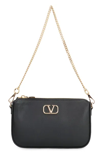Valentino Garavani Vlogo Signature Leather Crossbody Bag In Black