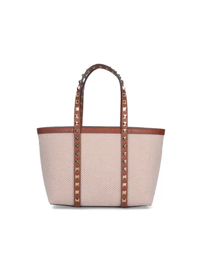 Valentino Garavani 100% Cotton Tote Bag In Beige