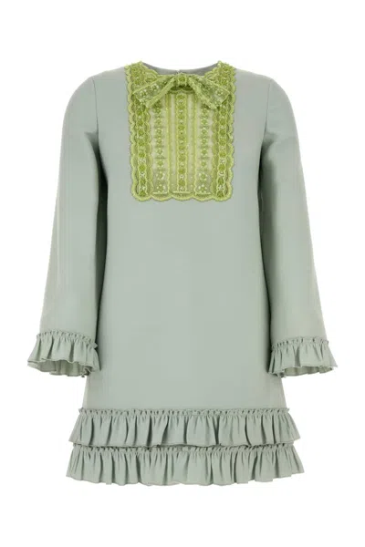 Valentino Garavani Mint Green Wool Blend Mini Dress