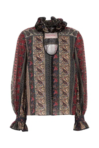 Valentino Garavani Printed Cotton-blend Blouse In Multi
