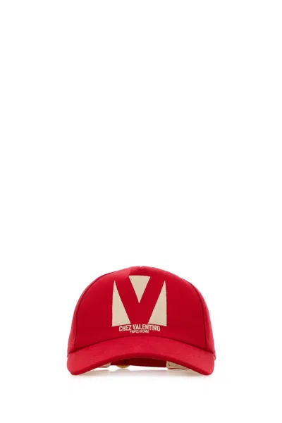 Valentino Garavani Red Cotton Baseball Cap