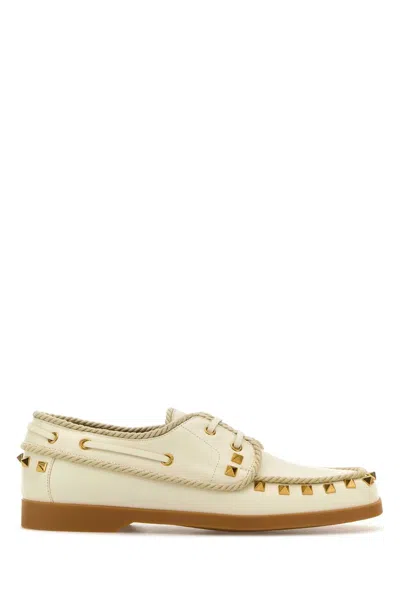 Valentino Garavani Ivory Leather Lace Up Shoes