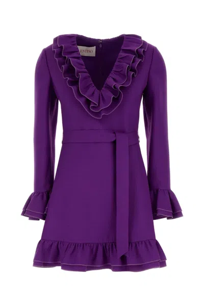 Valentino Garavani Purple Wool Blend Mini Dress