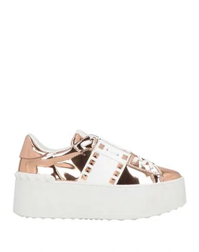 Valentino Garavani 11. Woman Sneakers Copper Size 7 Leather In Pink
