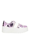 Valentino Garavani 11. Woman Sneakers Mauve Size 8 Leather In White