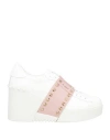 Valentino Open Disco Wedge Trainer In Calfskin 85mm In White