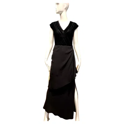 Pre-owned Valentino Garavani 1993 Vintage Black Silk Velvet Gown Women's Size 36