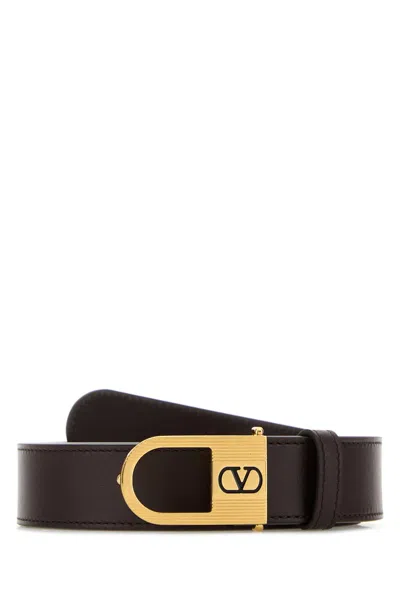 Valentino Garavani 3 Cm Vlogo Signature Leather Belt With Golden Hardware In Black