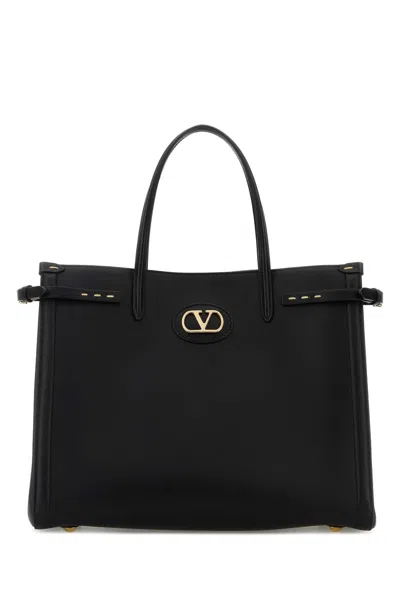 Valentino Garavani 35 Cm Signature Vlogo Leather Shopping Handbag In Brown