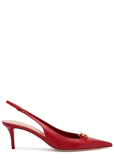 Valentino Garavani Valentino Vlogo Signature Pointed Toe Slingback Pumps In Red